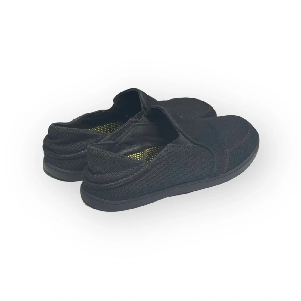 Rare: OluKai ʊ Nohea Mesh Drop In Heel Boat Shoes Sneakers ʊ  All Black ʊ 9